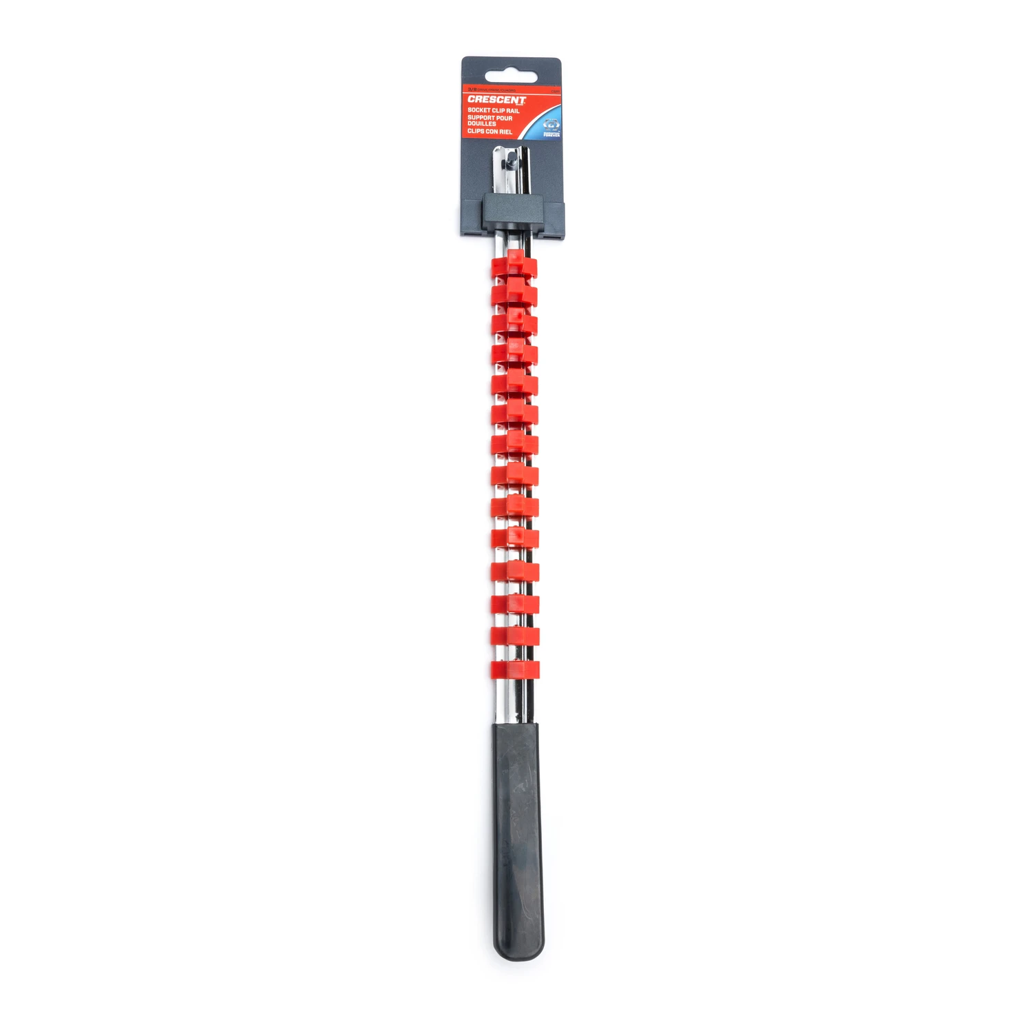 17-1/2 In. L X 3/8 In. Sae Socket Rail With 14 Clips - 15 Pieces