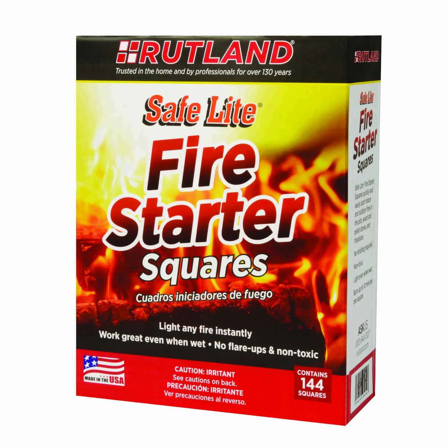 Rutland Safe Lite Wood Fire Starter 10 min 144 pk