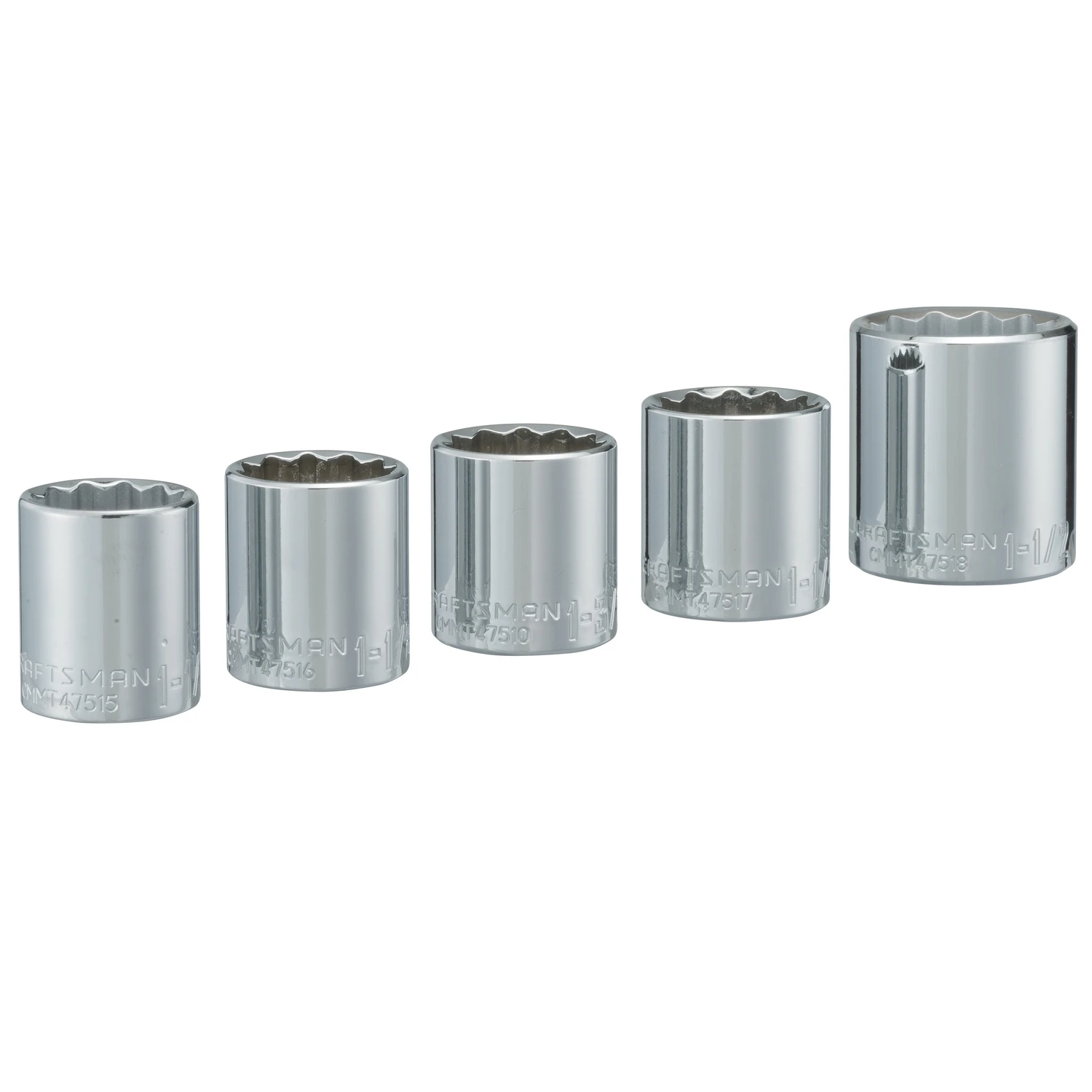 1-1/2 In. X 1/2 In. Drive Sae 12 Point Standard Socket Set 5 Pieces