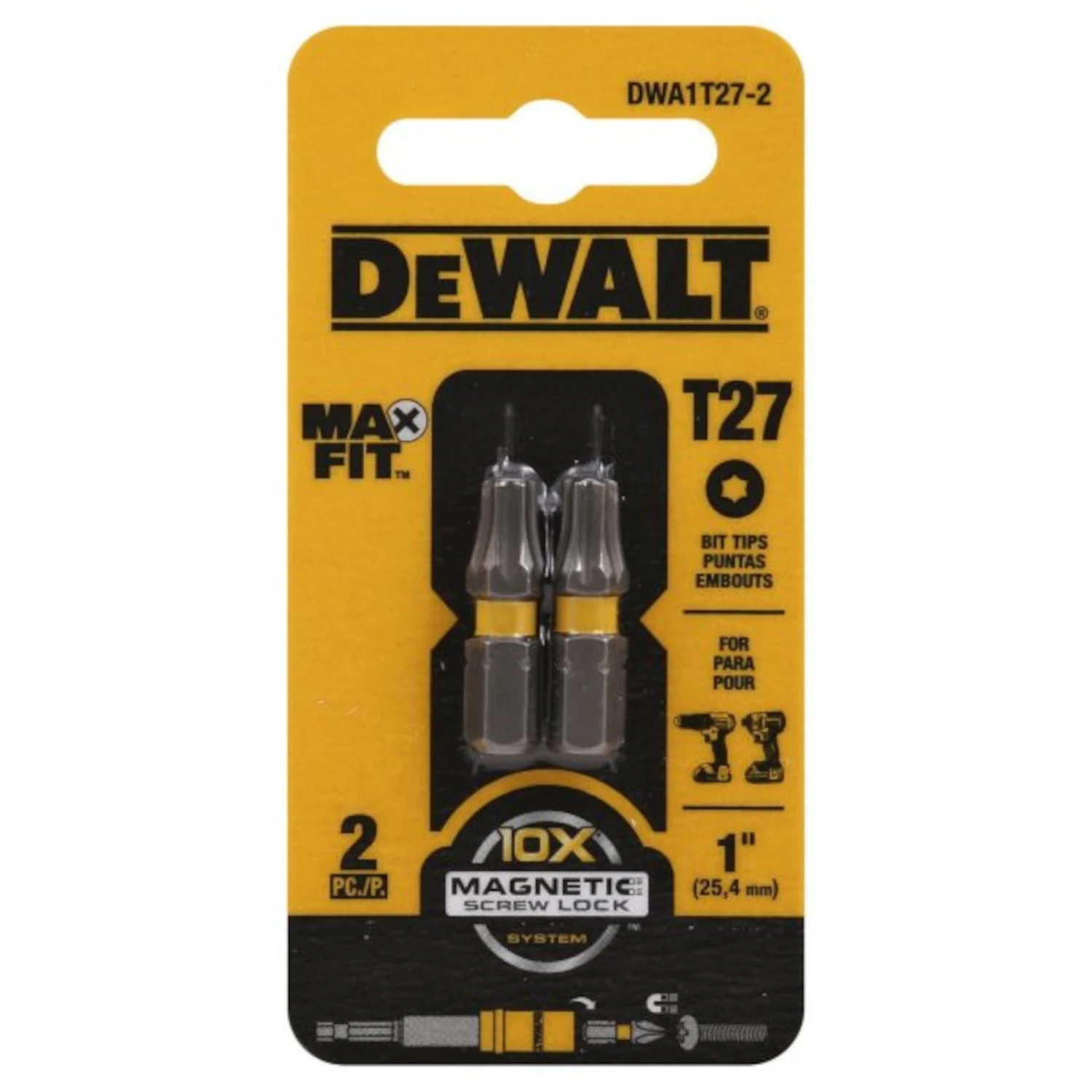 Max Fit Torx T27 X 1 In. L Insert Bit S2 Tool Steel 2 Piece Set