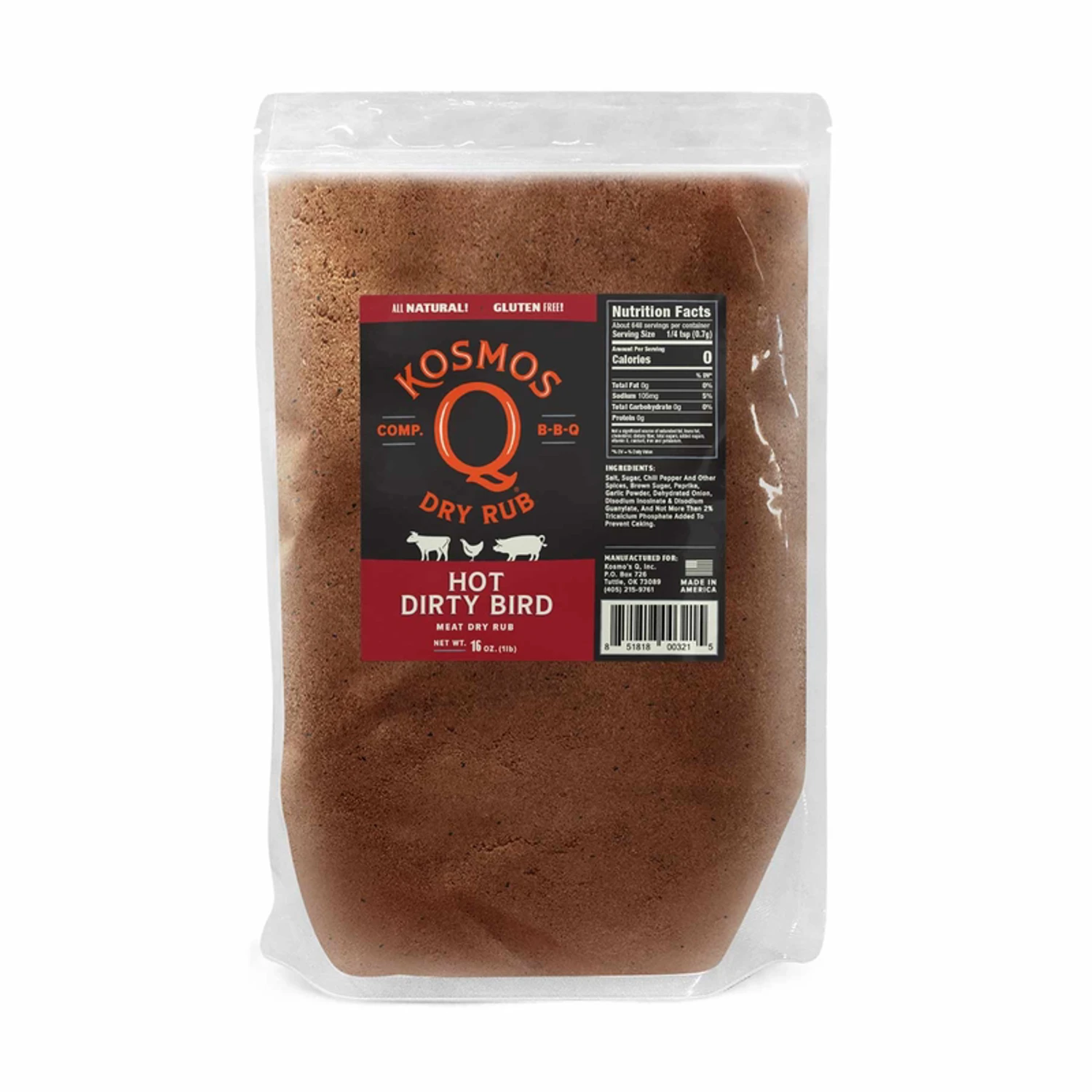 Dirty Bird Hot Dry Rub 16 Oz - Spicy Bbq Seasoning Blend