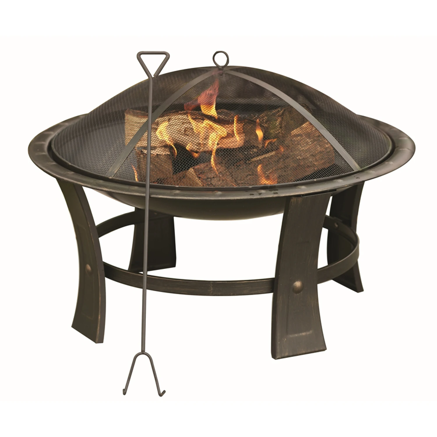 Living Accents 29 In. Round Steel Wood Fire Pit With Screen And Bronze Finish