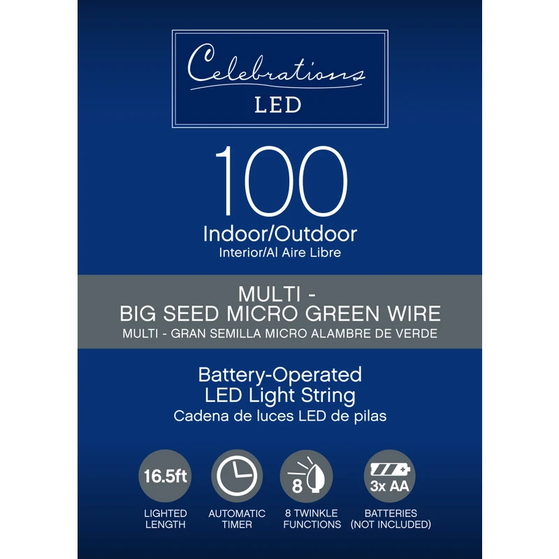 Celebrations LED Micro Dot/Fairy Multicolored 100 ct String Christmas Lights 16.5 ft.