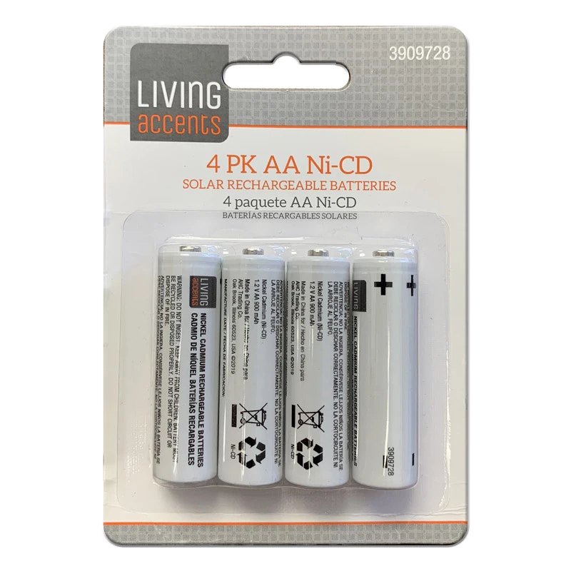 Living Accents Ni-Cad AA 1.2 volt Solar Rechargeable Battery 4 pk
