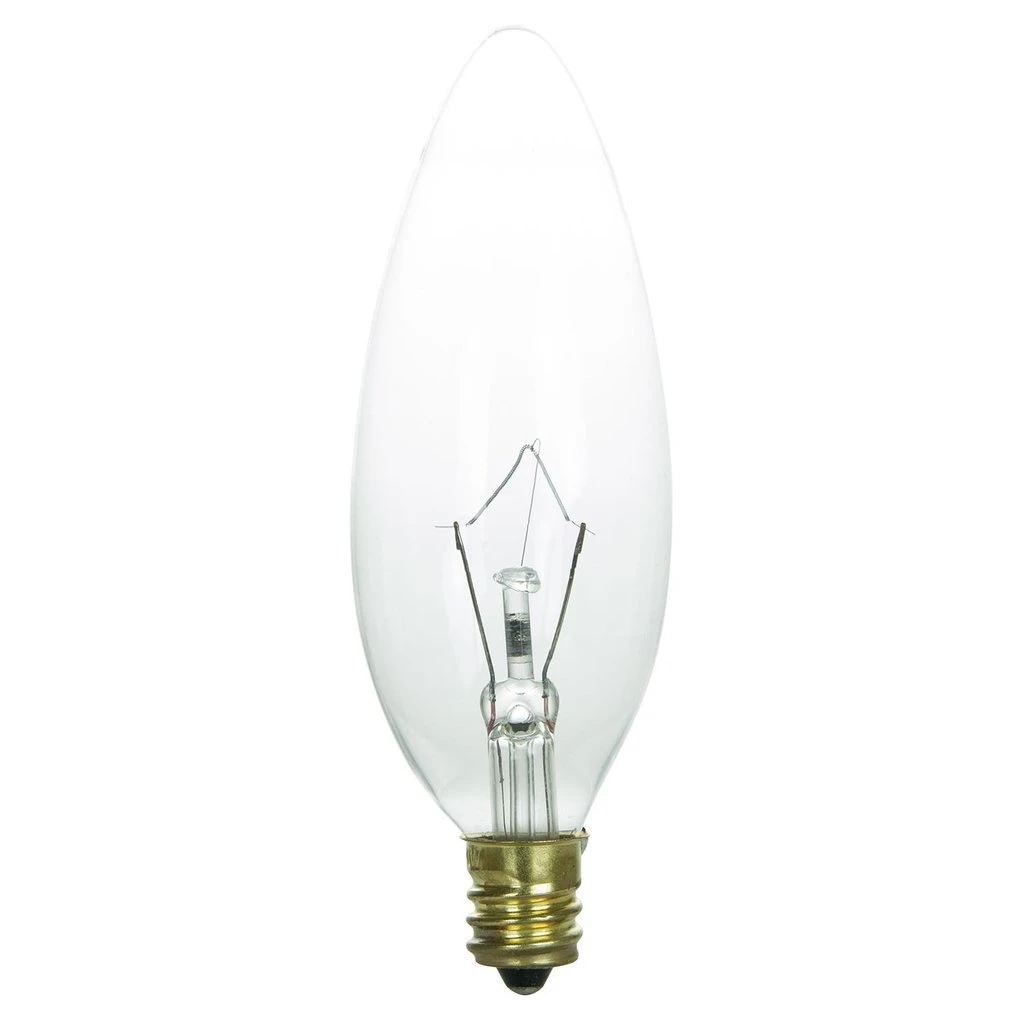 SUNLITE 25w 120v Candelabra Base Torpedo Clear bulbs