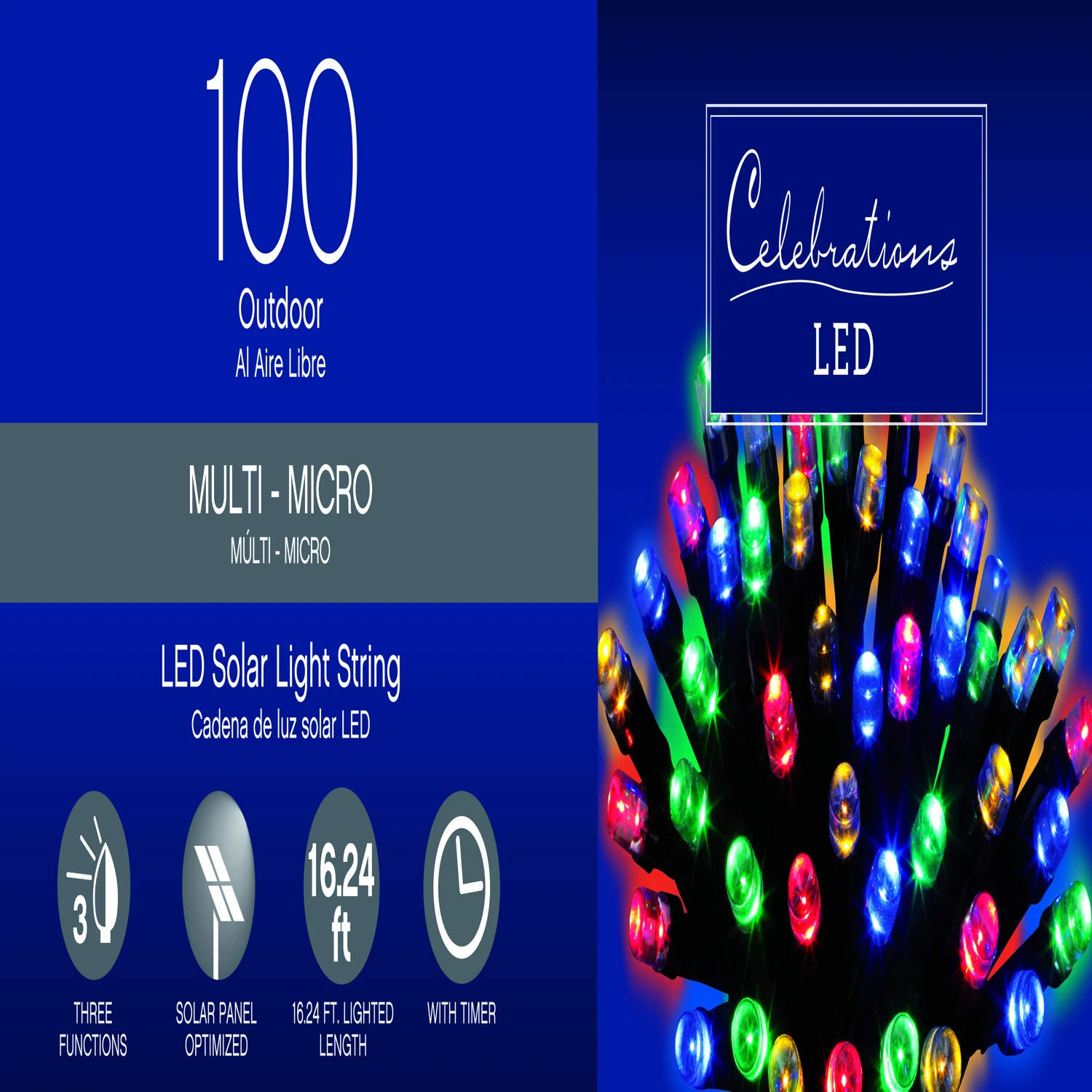 Led Micro/5mm Multicolored 100 Count String Christmas Lights 16.25 Ft.