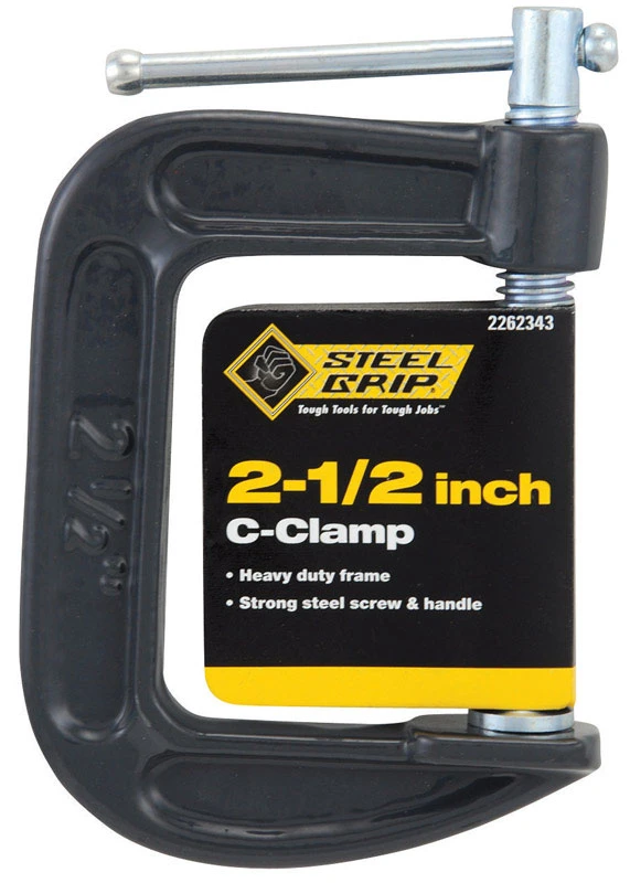 2-1/2 In. Adjustable C-clamp With Malleable Cast Frame And Sliding T-bar Handle