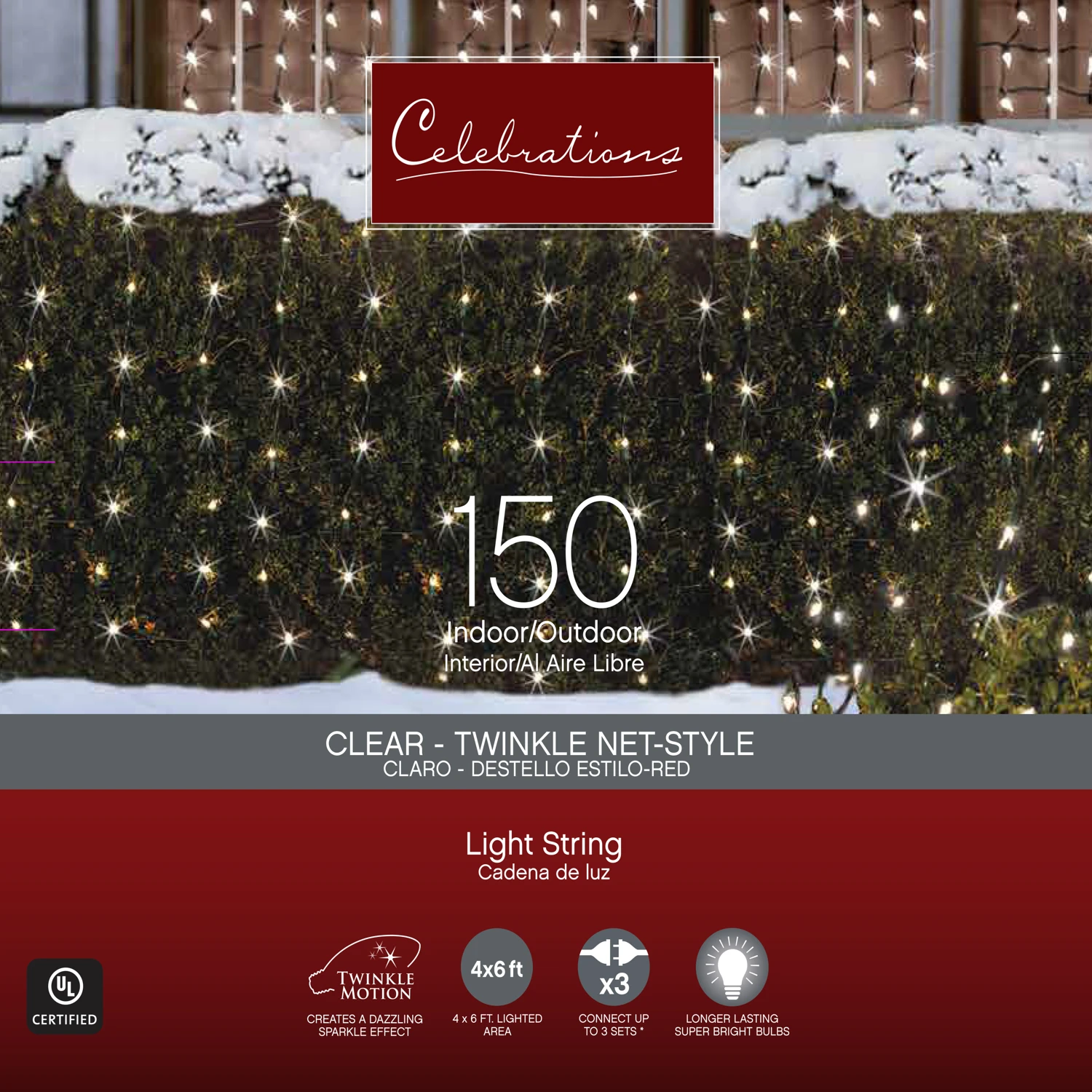 Incandescent Clear 150 Count Net Christmas Lights 6 Feet