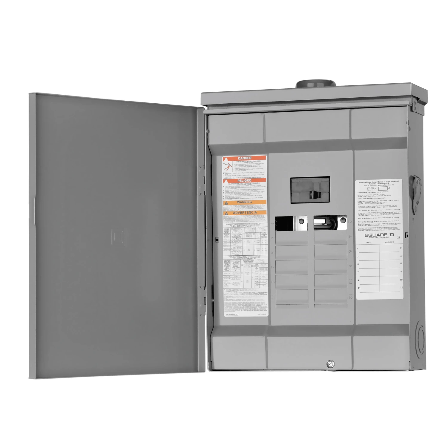 Homeline 100 Amp 120/240 Volt 12 Space 24 Circuit Main Breaker Load Center