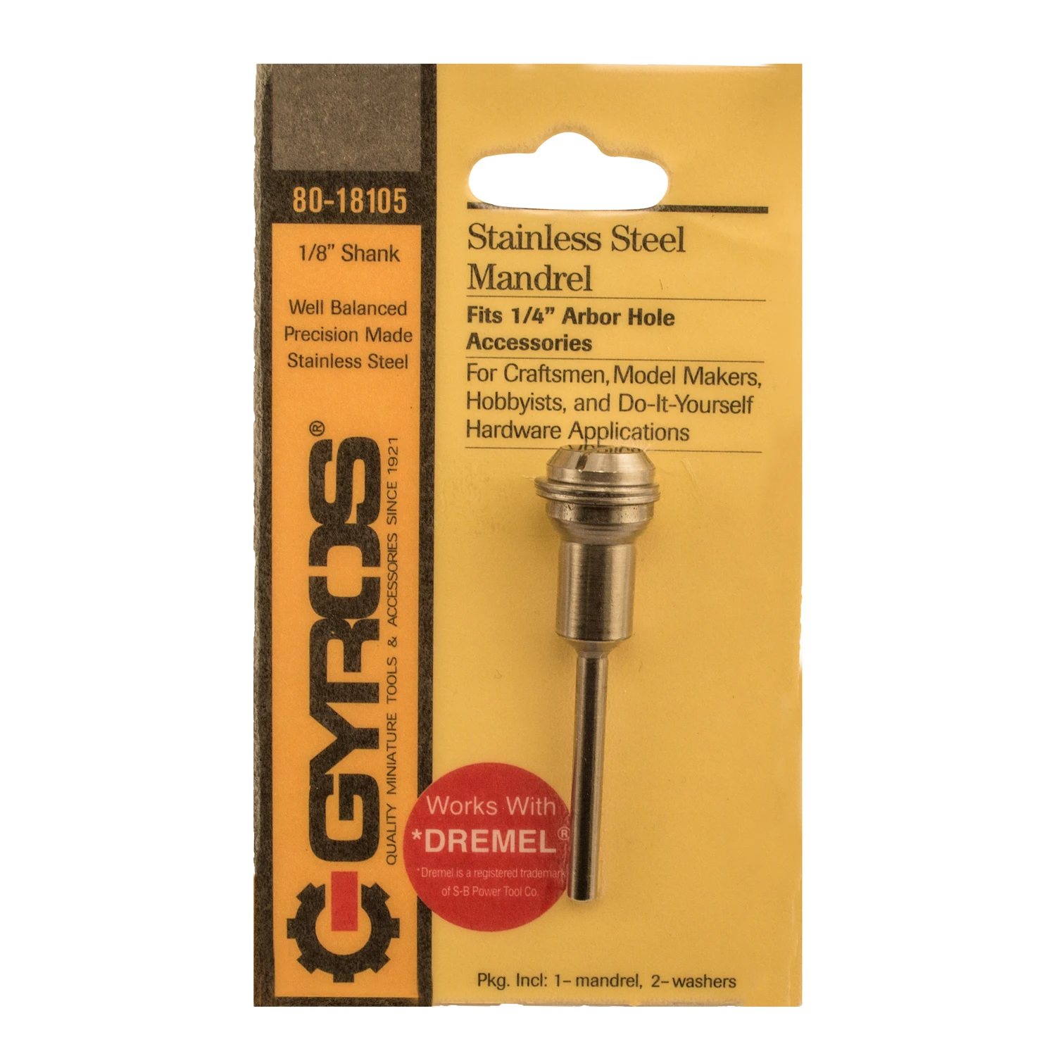 2 In. L Stainless Steel Mandrel 1/4 In. Round For Rotary Tools