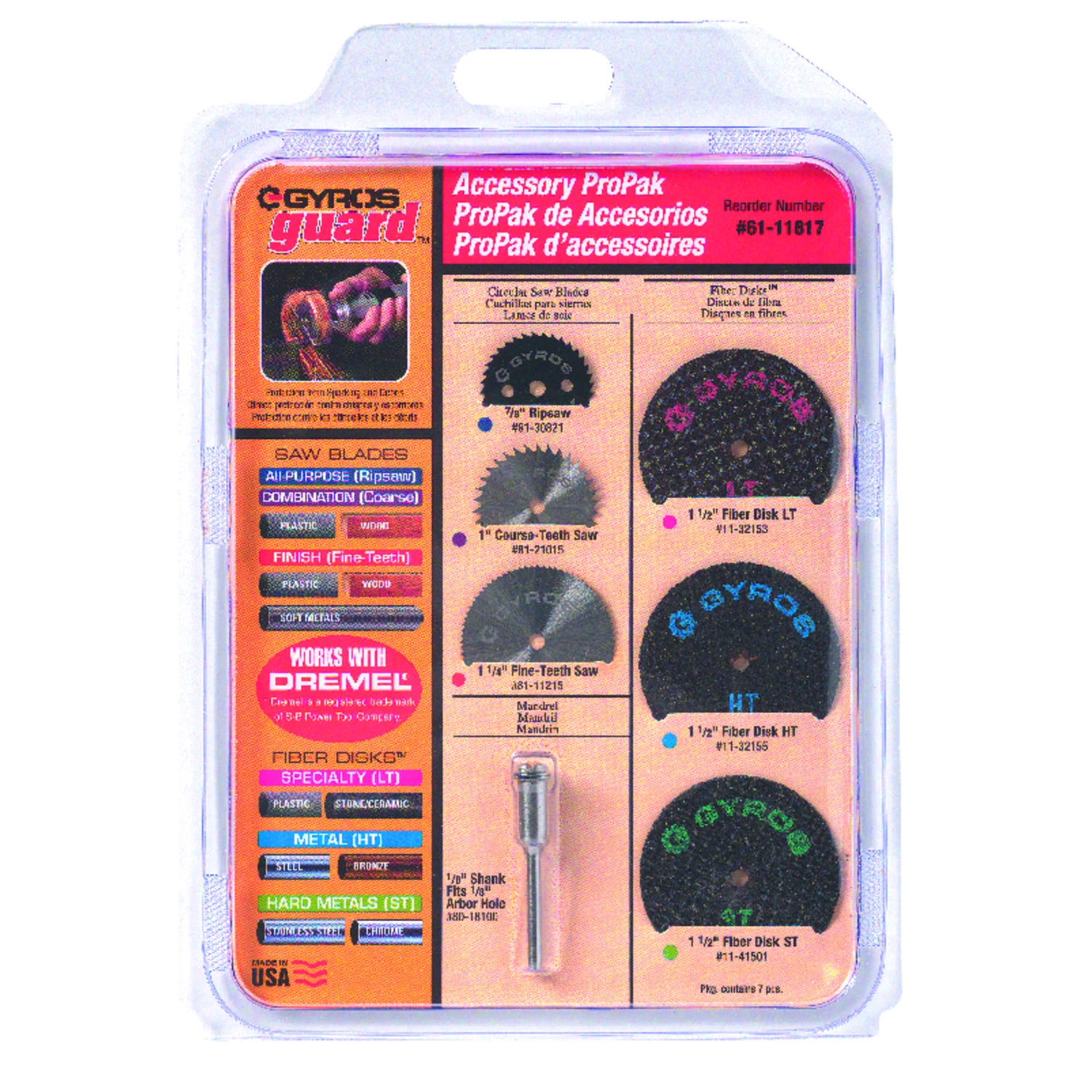 Gyrosguard 1 1/4 In. X 4 In. High Speed Steel Rotary Accessory Kit 7 Pc