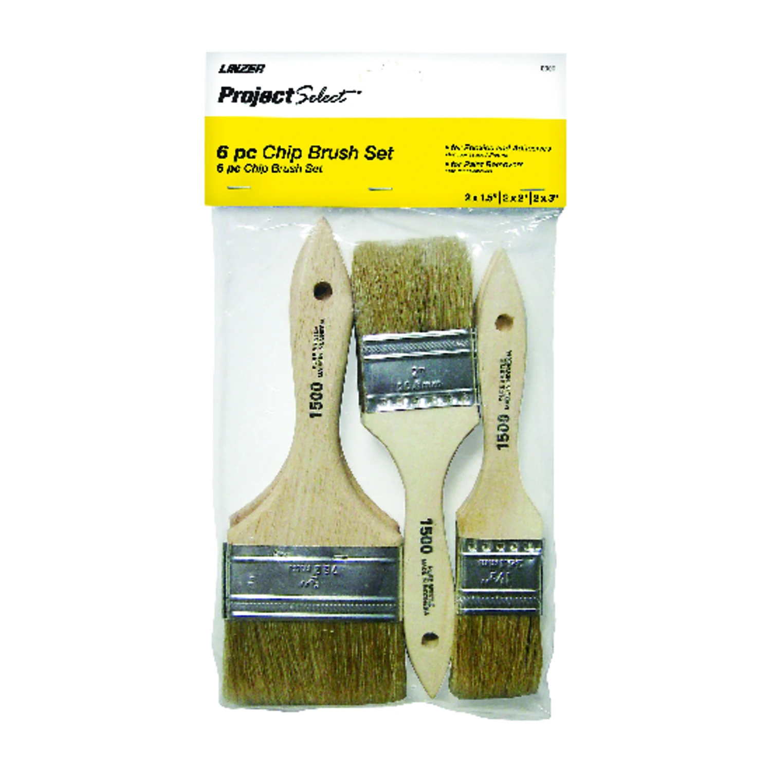 Project Select Assorted Flat Chip Brush Set - 1.5, 2, And 3 Inch Brushes