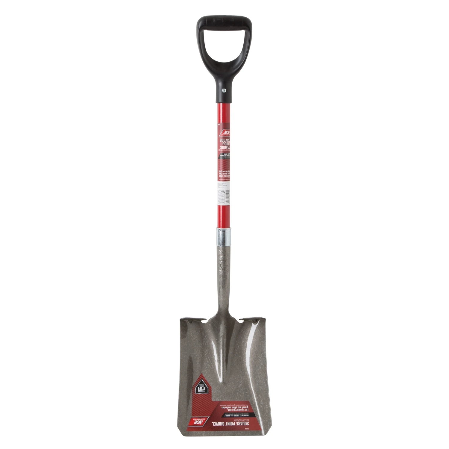 40 In. Steel Square Point Shovel With Fiberglass Handle For Heavy Loads