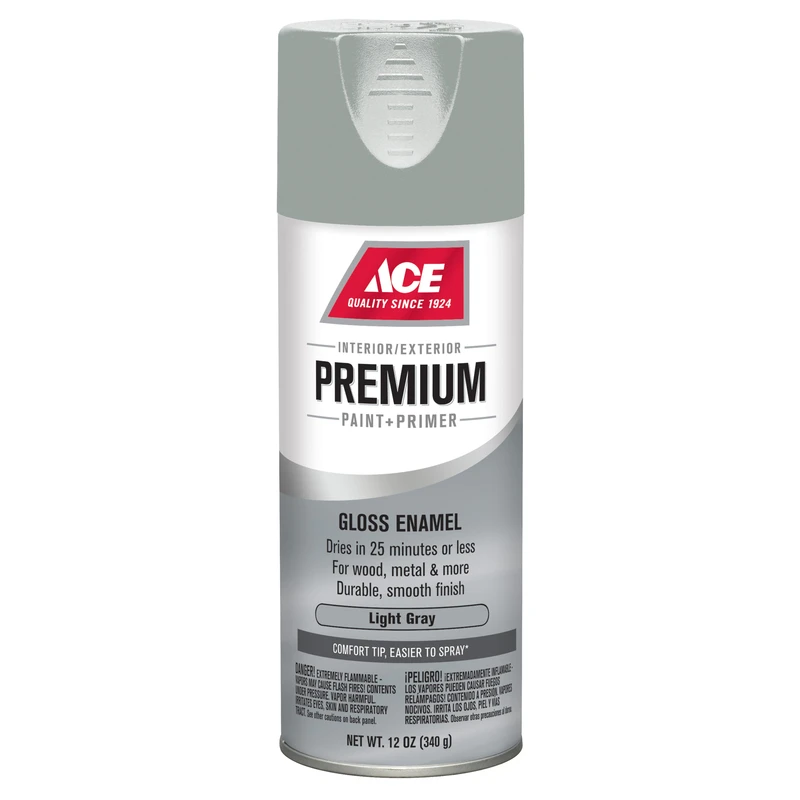 Premium Gloss Light Gray Enamel Spray Paint + Primer 12 Oz Model I11964017