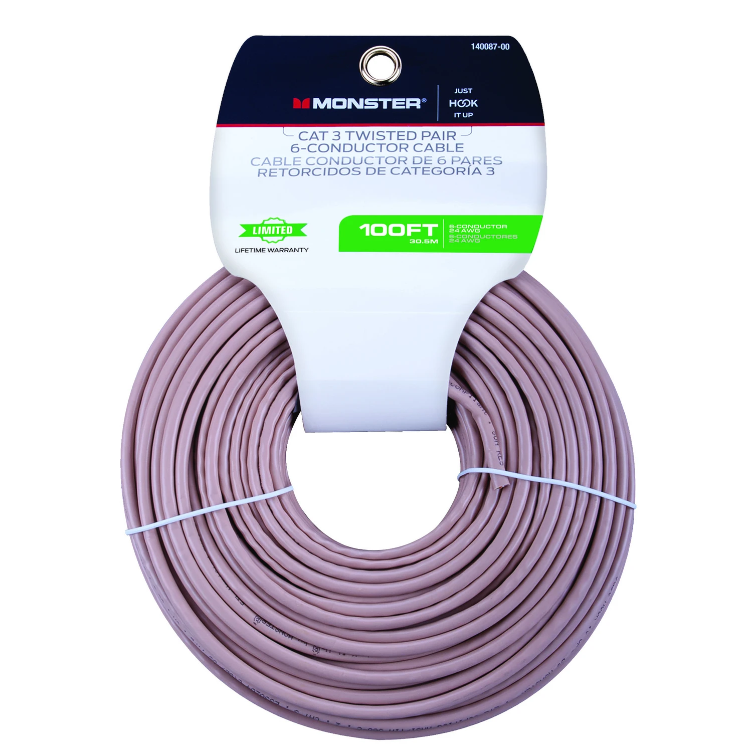 Just Hook It Up 100 Ft. Ivory Category 3 Twisted Pair Wire