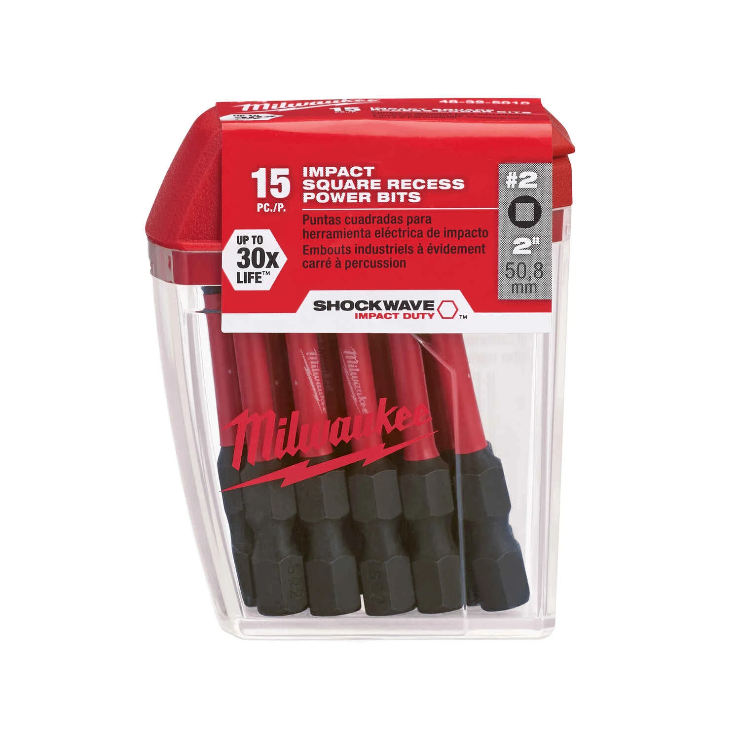 Shockwave Square Recess #2 X 2 In. L Impact Power Bit Steel 15 Pieces