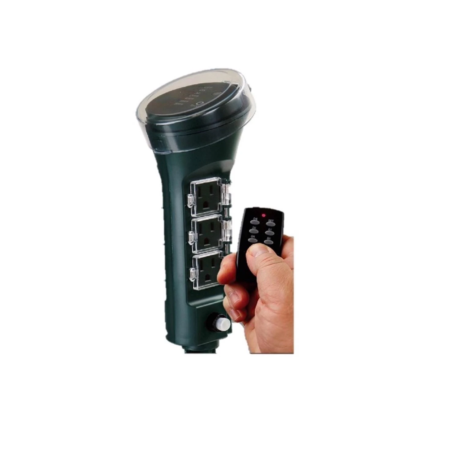 Outdoor 6 Outlet Photocell Power Stake Timer 125v Green With Programmable Modes