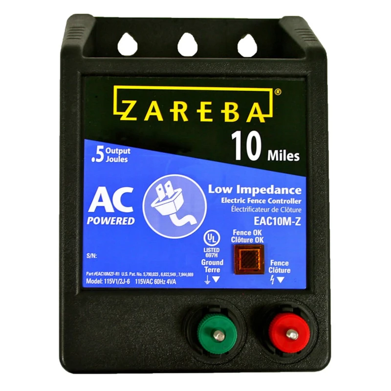 115 Volt Electric Low Impedance Fence Energizer 10 Miles Model Eac10m-z Black