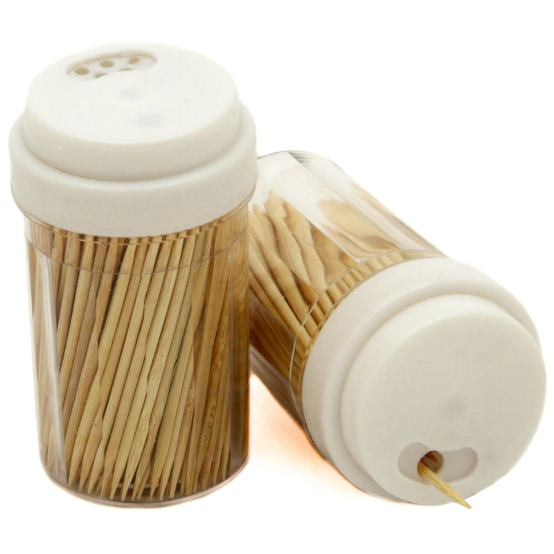 250 Count Brown/clear Plastic/wood Toothpicks With Container - Model 20983