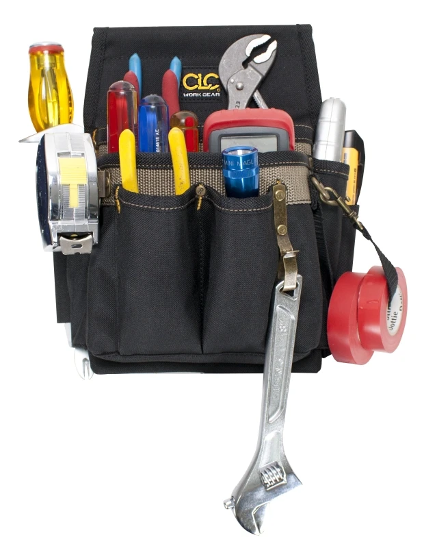 3.5 In. W X 11 In. H Polyester Electrician's Pouch With 10 Pockets Black/tan