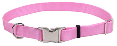 Adjustable Pink Nylon Dog Collar, 3/4-inch, Fits 12-18 Inches