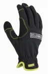 High Performance Work Gloves, Extra Large, Black Synthetic Leather Palm & Fingers