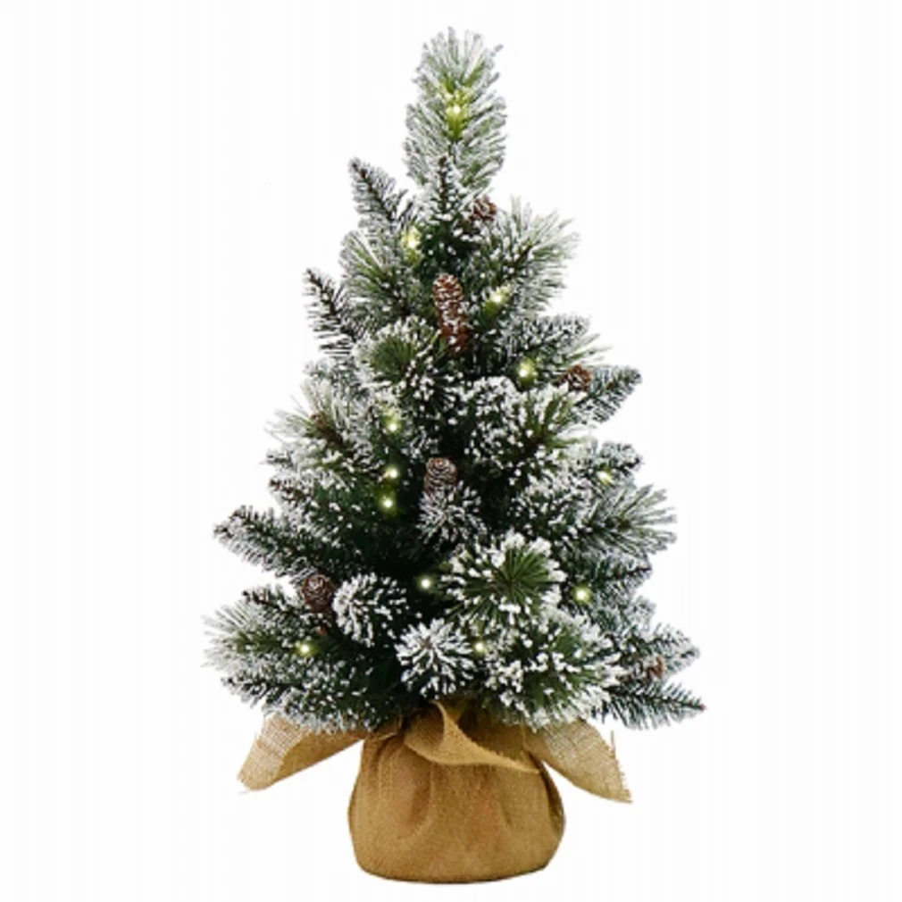 2-foot Glittery Bristle Pine Artificial Pre-lit Christmas Tree With 15 Warm White Led Lights