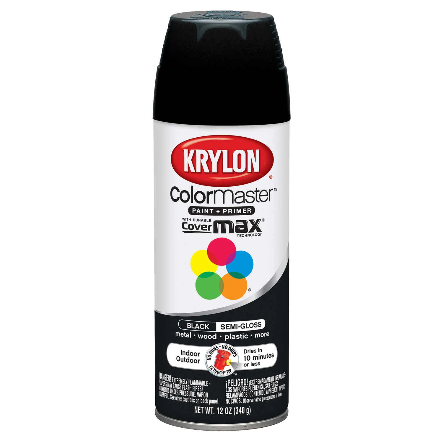 Colormaster Semi-Gloss Black Spray Paint for Indoor and Outdoor Use, 12 Ounce Can
