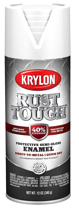 Rust Tough 12 Oz. Semi-gloss Alkyd Enamel Spray Paint, White, K09266008