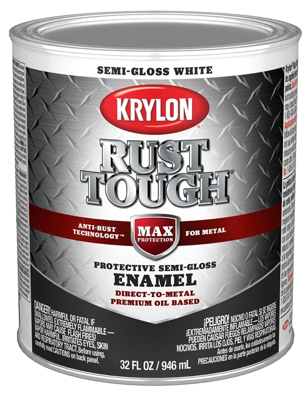 Krylon Rust Tough Oil-Based Semi-Gloss Rust Control Enamel, White, 1 Qt.