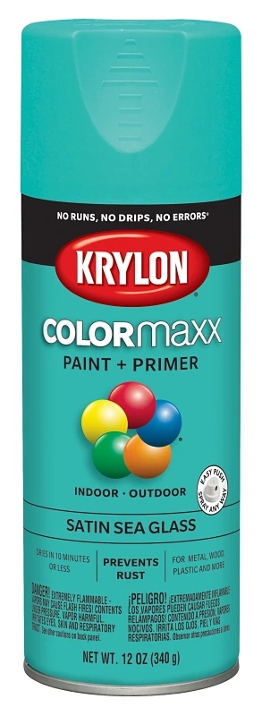 COLORmaxx Satin Sea Glass Spray Paint and Primer, 12 Ounce Can