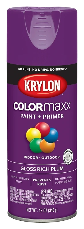 Colormaxx Gloss Spray Paint & Primer, Rich Plum, 12 Oz.