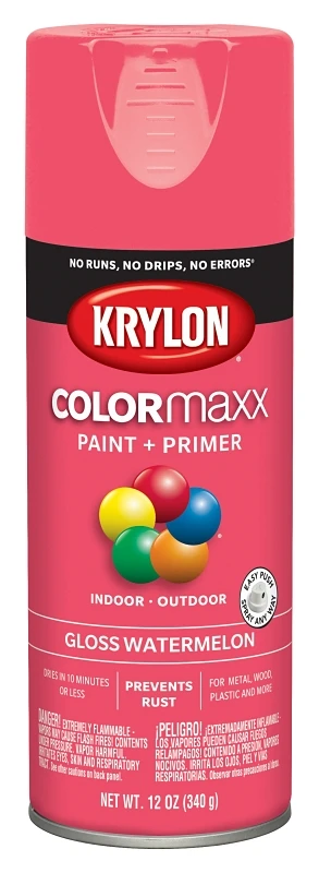 COLORmaxx Gloss Watermelon Spray Paint and Primer, 12 Ounce Can