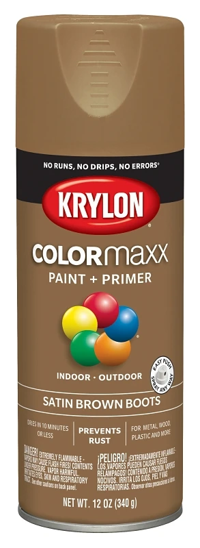 Colormaxx 12 Oz. Satin Spray Paint, Brown Boots - Rust Protection