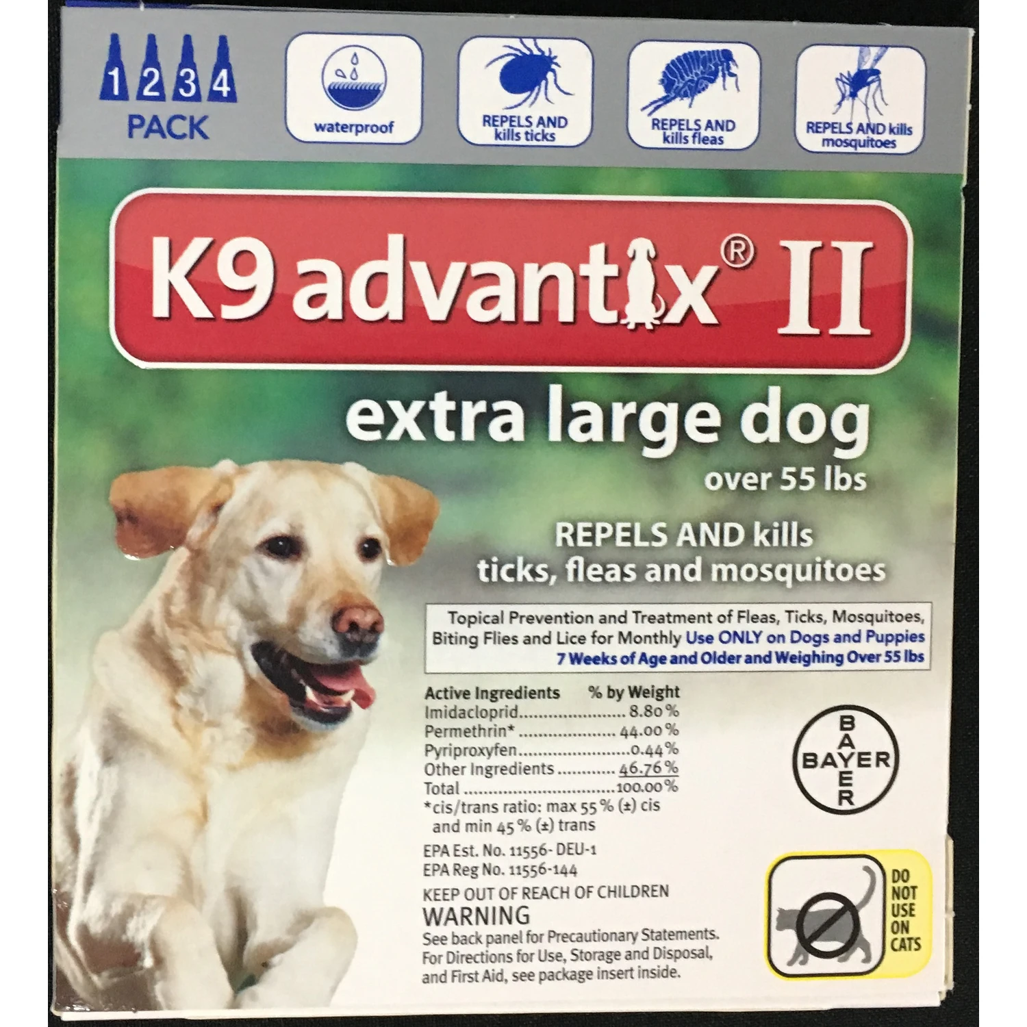 Flea And Tick Prevention & Treatment for Dogs over 55 Lbs., 4 Doses