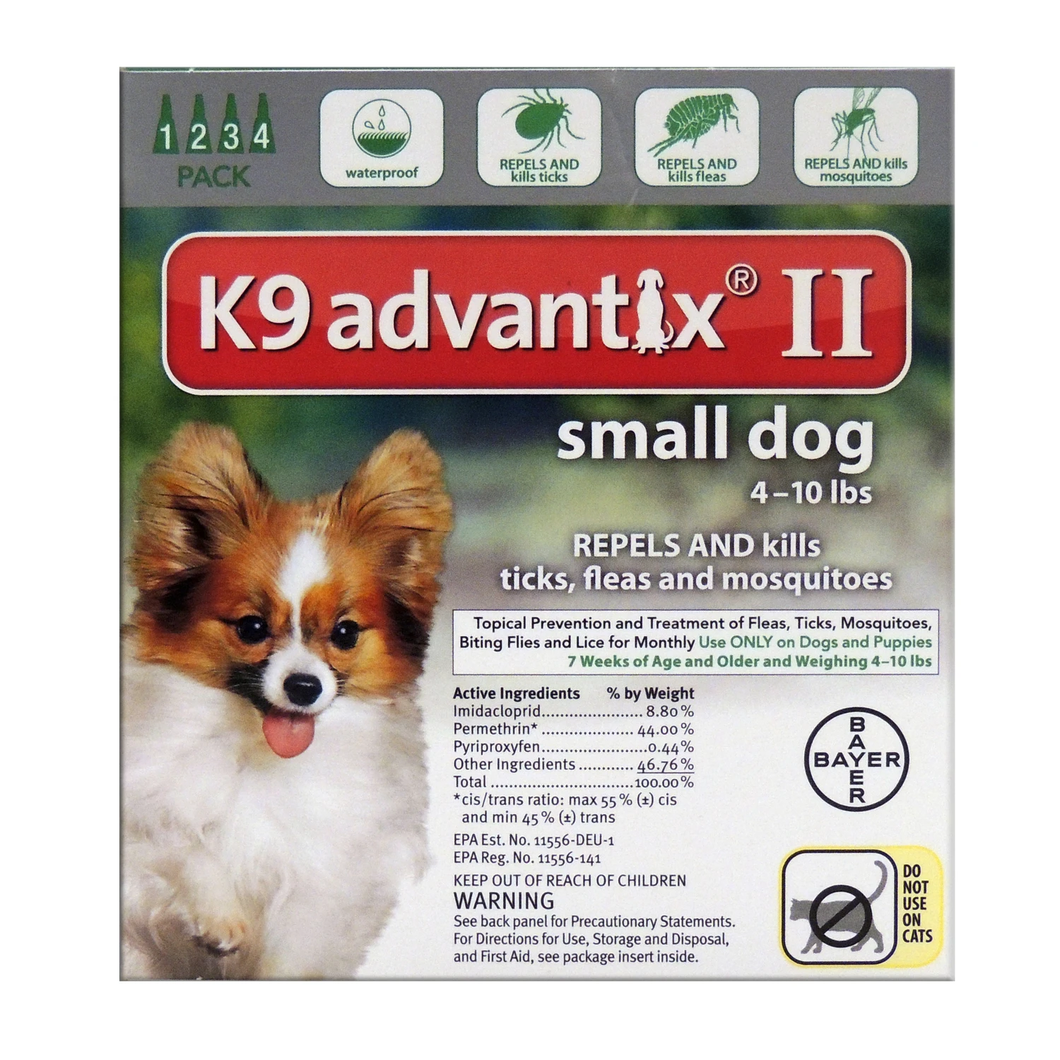 Flea And Tick Prevention & Treatment for Dogs 4-10 Lbs., 4 Doses