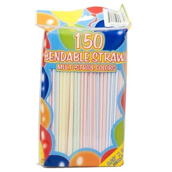Drinking Straws, Flexible, 150-Ct.
