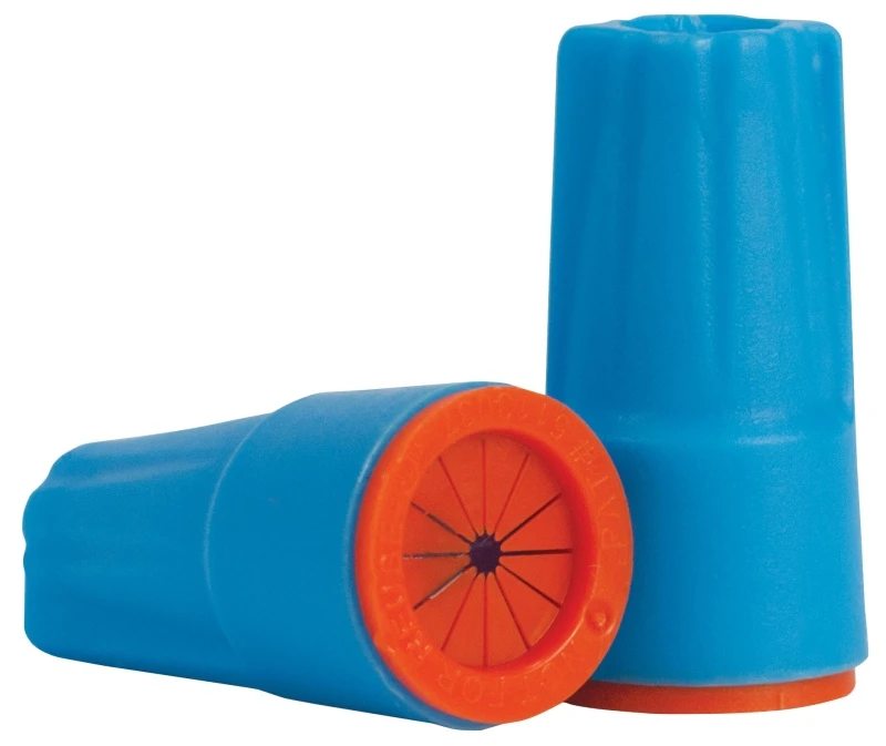 Wire Connector, Waterproof, Safety Sealed, 300-600V, Aqua Blue/Orange, 25-Pk.