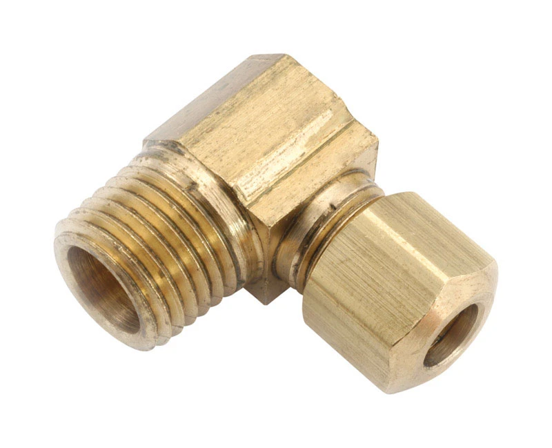 Lead Free Brass Compression Elbow Fitting, Tube Ends, 3/8 Inch by 3/8 Inch