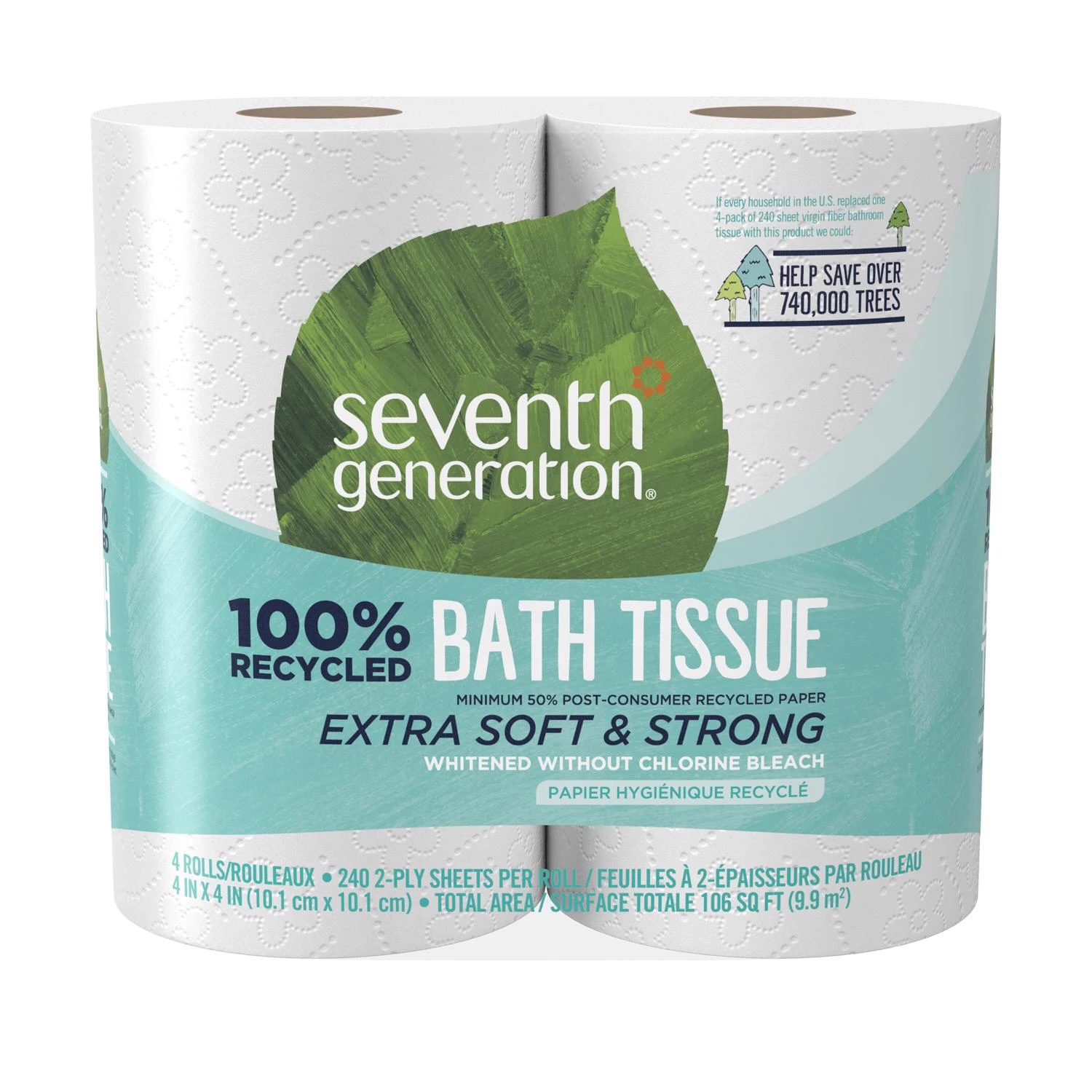 Recycled Toilet Paper 4 Rolls 240 Sheets 2 Ply