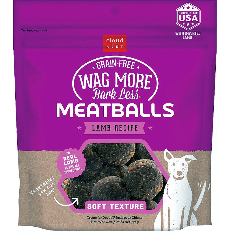 Wag More Bark Less Grain-free Lamb Meatball Dog Treats, 14 Ounces