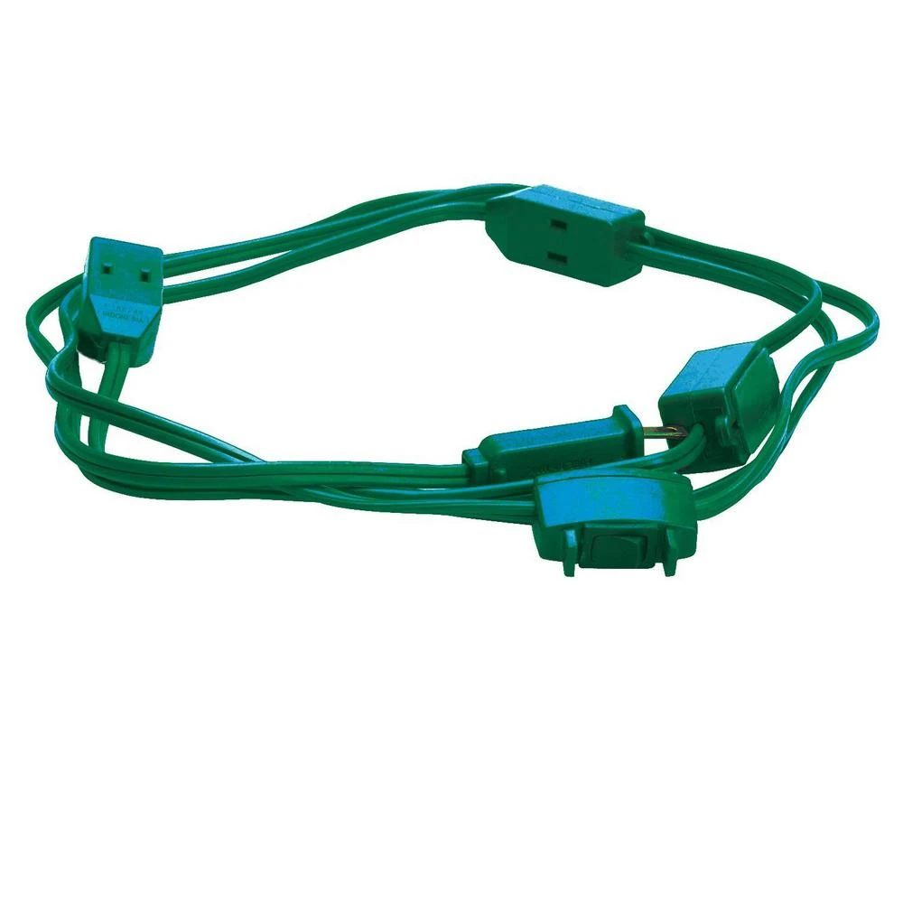 15 Ft. 18/2 Green Extension Cord With Foot Switch And 9 Outlets