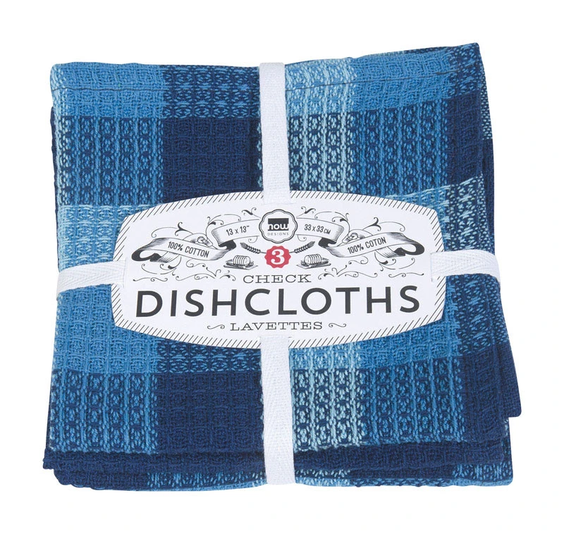Now Designs Blue Checkered Cotton Dish Cloth 3 pk