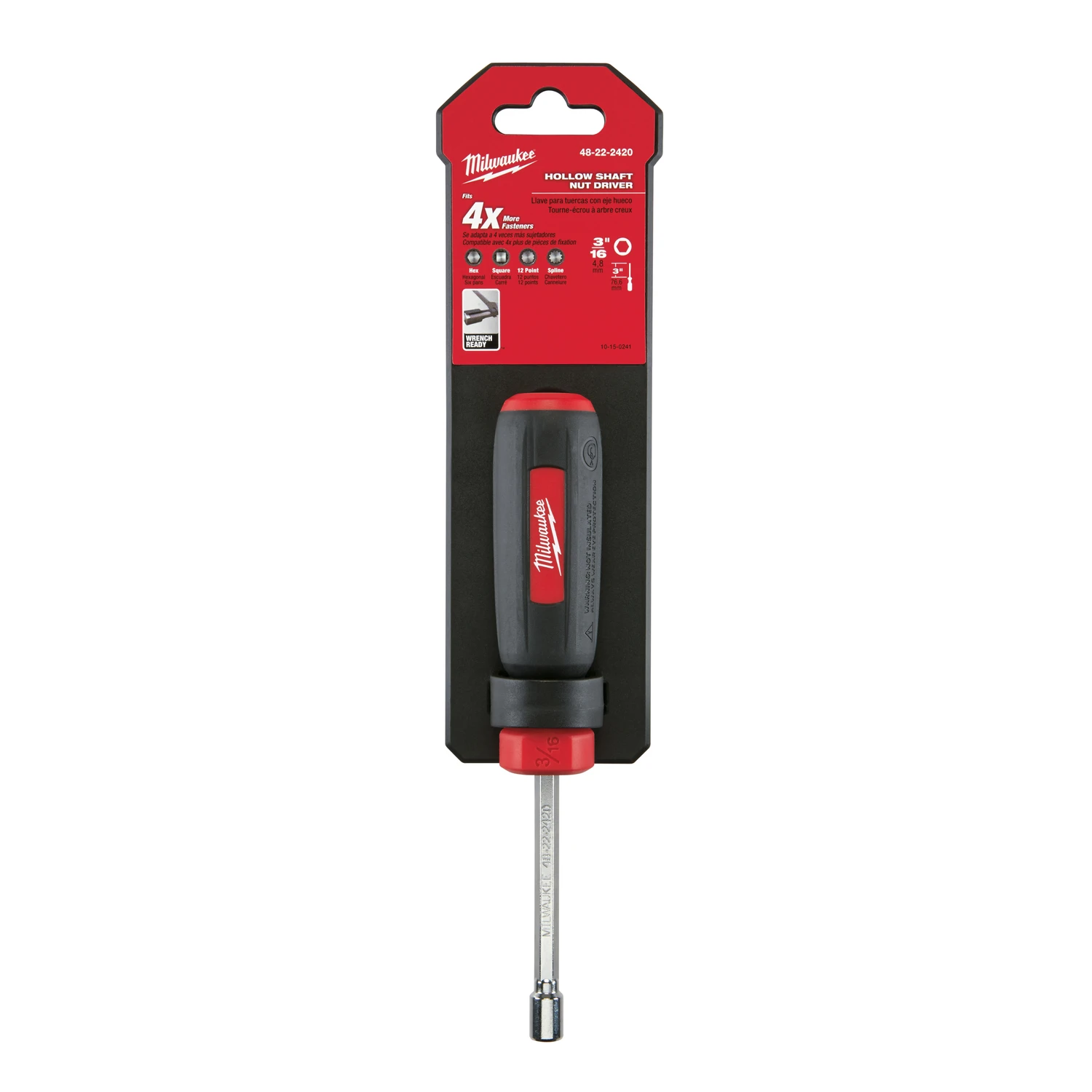 3/16 In. Sae Nut Driver 7 In. Length With Comfort Grip