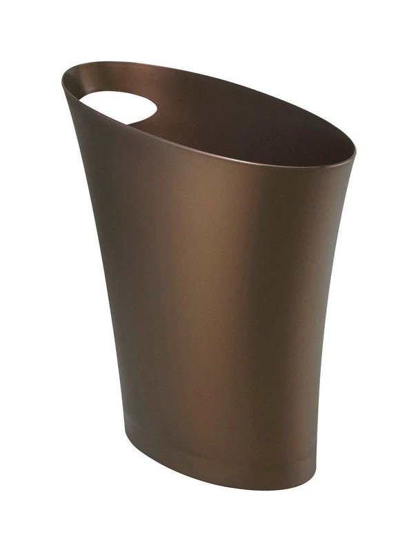 Skinny 2 Gallon Bronze Plastic Modern Wastebasket - Slim Design For Small Spaces