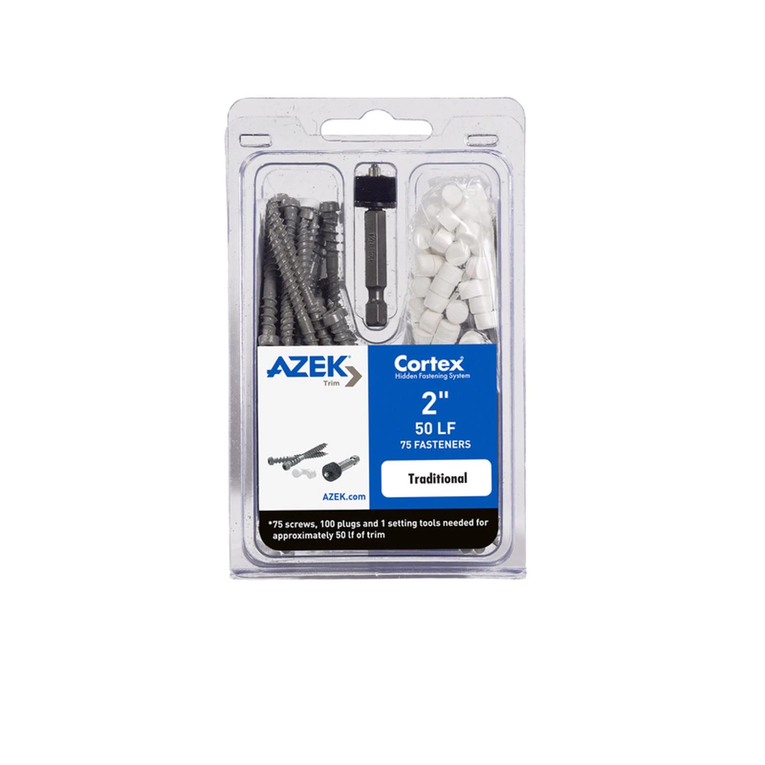Cortex Azek No. 9 x 2 in. L Star Square Head Carbon Steel Trim Screws with Plugs ATCTL50LF200