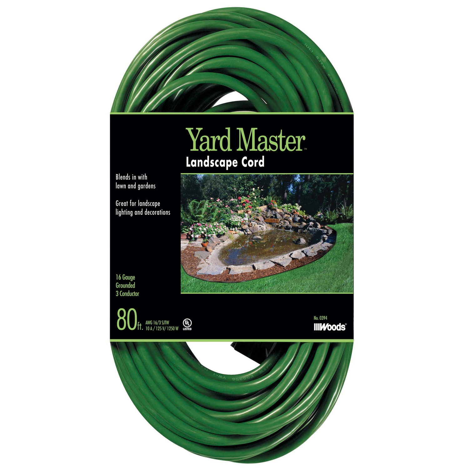 80 Ft. 16/3 Green Landscape Extension Cord For Indoor/outdoor Use