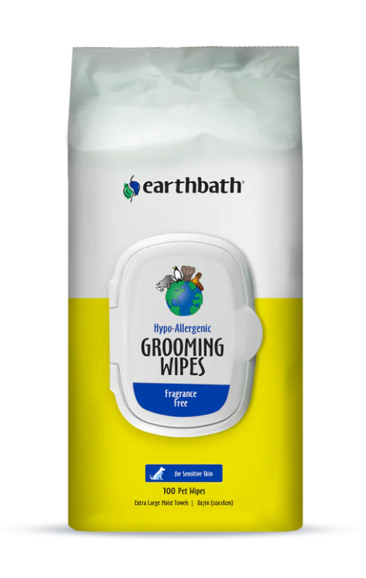 Earthbath Hypo-Allergenic and Fragrance Free Grooming Wipes for Pets, Count of 100, 100 CT
