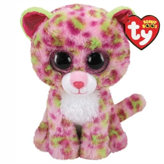 Beanie Boos Lainey The Pink Leopard Plush Toy - 6 Inch With Glitter Eyes