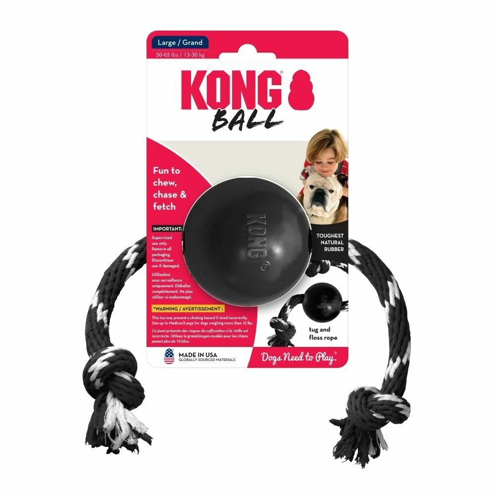 Extreme Black Ball With Rope Dog Toy For Large Dogs